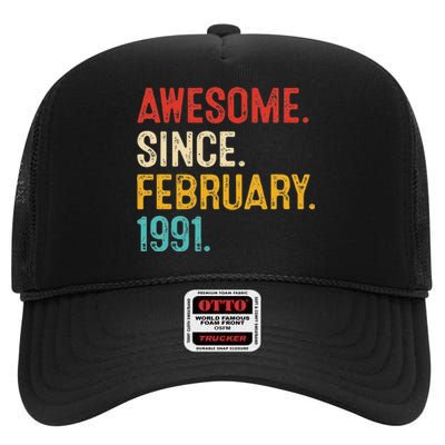 Awesome Since March 1991 32nd Birthday Retro 32 Years Old High Crown Mesh Back Trucker Hat