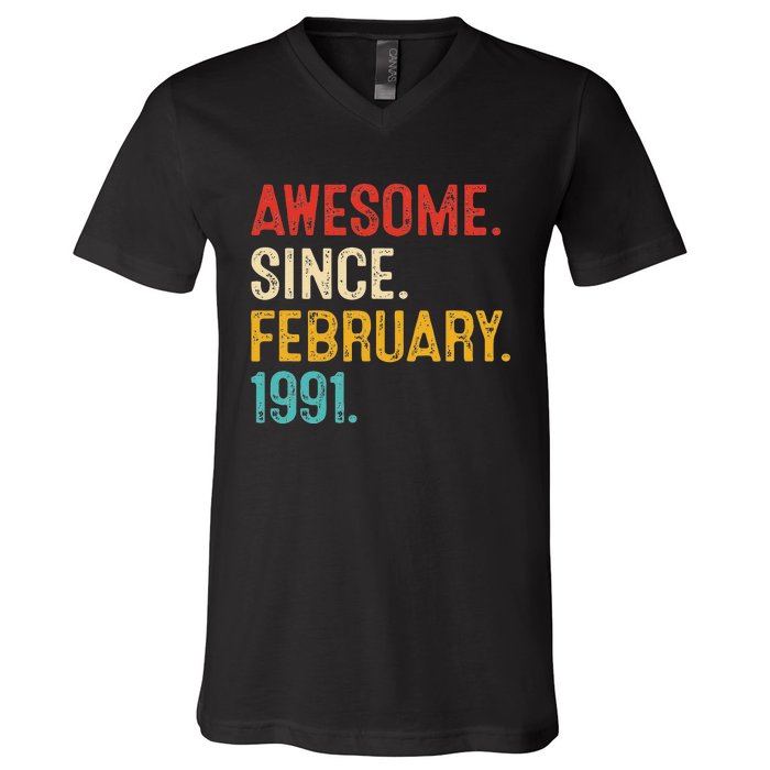 Awesome Since March 1991 32nd Birthday Retro 32 Years Old V-Neck T-Shirt