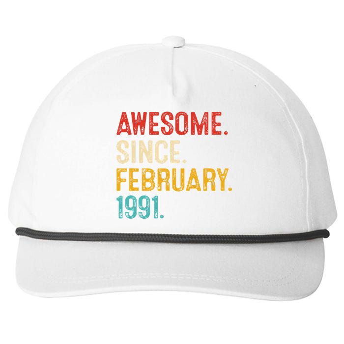 Awesome Since March 1991 32nd Birthday Retro 32 Years Old Snapback Five-Panel Rope Hat