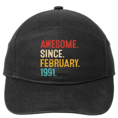 Awesome Since March 1991 32nd Birthday Retro 32 Years Old 7-Panel Snapback Hat