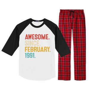 Awesome Since March 1991 32nd Birthday Retro 32 Years Old Raglan Sleeve Pajama Set