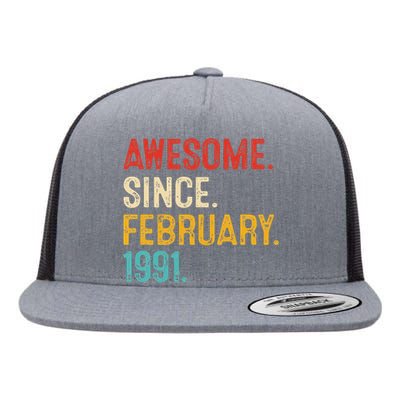 Awesome Since March 1991 32nd Birthday Retro 32 Years Old Flat Bill Trucker Hat