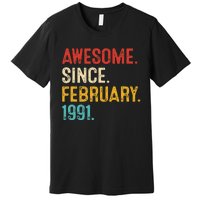 Awesome Since March 1991 32nd Birthday Retro 32 Years Old Premium T-Shirt