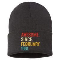 Awesome Since March 1991 32nd Birthday Retro 32 Years Old Sustainable Knit Beanie