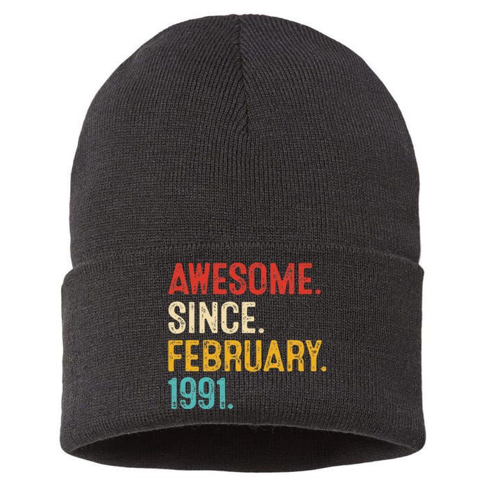 Awesome Since March 1991 32nd Birthday Retro 32 Years Old Sustainable Knit Beanie