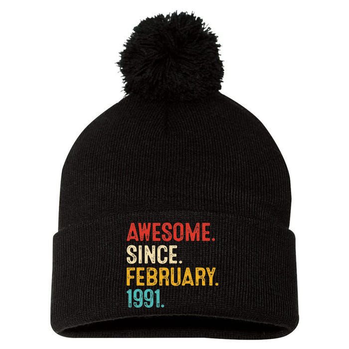 Awesome Since March 1991 32nd Birthday Retro 32 Years Old Pom Pom 12in Knit Beanie