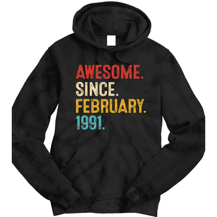 Awesome Since March 1991 32nd Birthday Retro 32 Years Old Tie Dye Hoodie