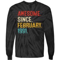 Awesome Since March 1991 32nd Birthday Retro 32 Years Old Tie-Dye Long Sleeve Shirt