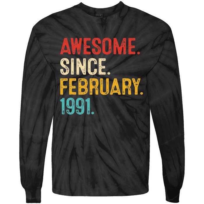 Awesome Since March 1991 32nd Birthday Retro 32 Years Old Tie-Dye Long Sleeve Shirt