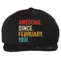 Awesome Since March 1991 32nd Birthday Retro 32 Years Old Wool Snapback Cap