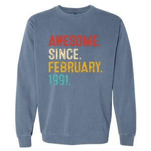 Awesome Since March 1991 32nd Birthday Retro 32 Years Old Garment-Dyed Sweatshirt