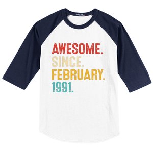 Awesome Since March 1991 32nd Birthday Retro 32 Years Old Baseball Sleeve Shirt