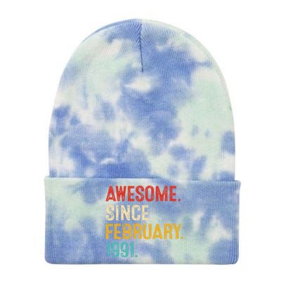 Awesome Since March 1991 32nd Birthday Retro 32 Years Old Tie Dye 12in Knit Beanie