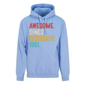 Awesome Since March 1991 32nd Birthday Retro 32 Years Old Unisex Surf Hoodie