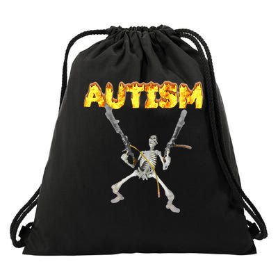 Autism Skeleton Meme Drawstring Bag