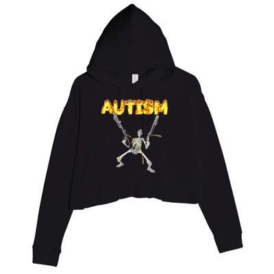 Autism Skeleton Meme Crop Fleece Hoodie