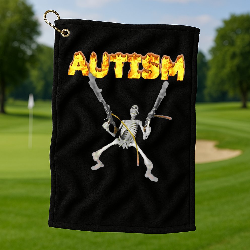 Autism Skeleton Meme Golf Towel
