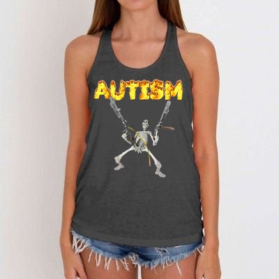 Autism Skeleton Meme Women's Knotted Racerback Tank