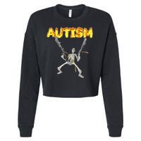 Autism Skeleton Meme Cropped Pullover Crew