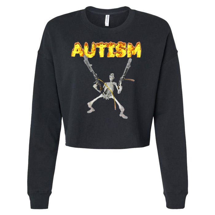 Autism Skeleton Meme Cropped Pullover Crew