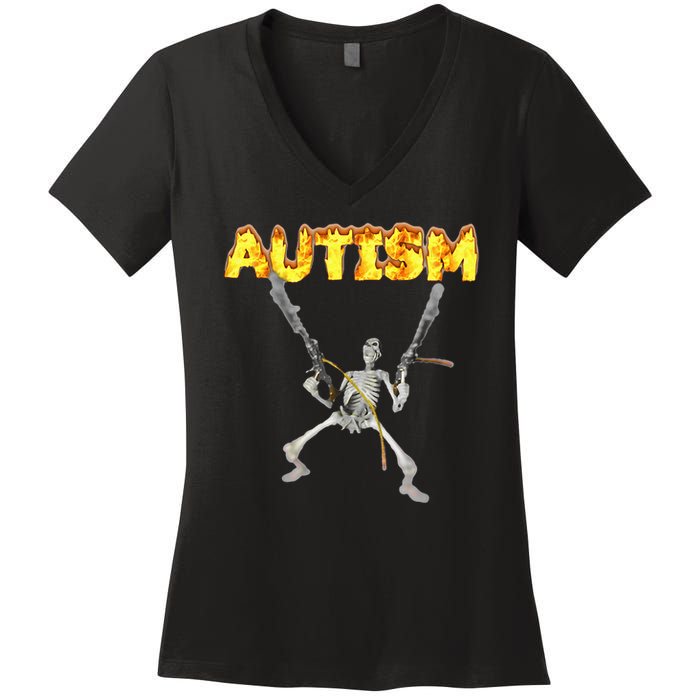 Autism Skeleton Meme Women's V-Neck T-Shirt