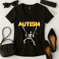 Autism Skeleton Meme Women's V-Neck T-Shirt