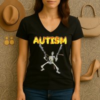 Autism Skeleton Meme Women's V-Neck T-Shirt