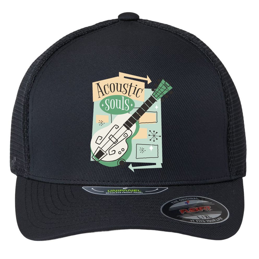 Acoustic Souls Musical Guitar Flexfit Unipanel Trucker Cap
