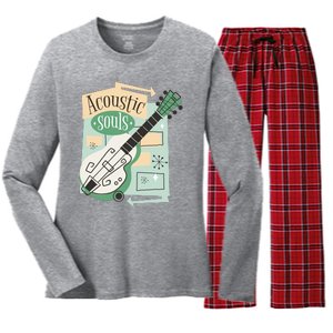 Acoustic Souls Musical Guitar Women's Long Sleeve Flannel Pajama Set 