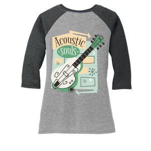 Acoustic Souls Musical Guitar Women's Tri-Blend 3/4-Sleeve Raglan Shirt