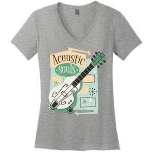 Acoustic Souls Musical Guitar Women's V-Neck T-Shirt