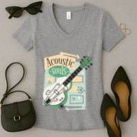 Acoustic Souls Musical Guitar Women's V-Neck T-Shirt
