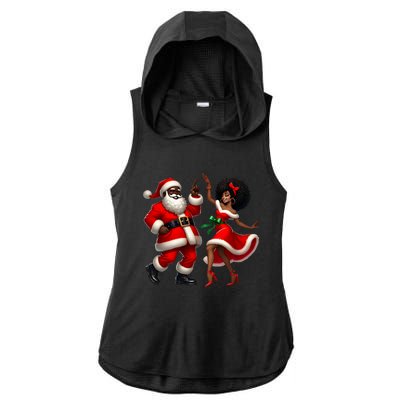 African Santa Mrs Claus Dancing African American Christmas Ladies PosiCharge Tri-Blend Wicking Draft Hoodie Tank