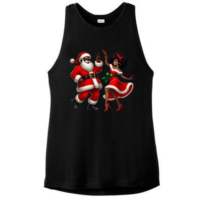 African Santa Mrs Claus Dancing African American Christmas Ladies PosiCharge Tri-Blend Wicking Tank