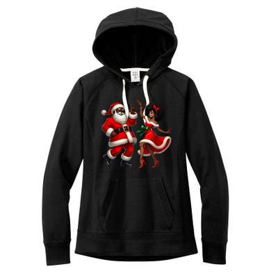 African Santa Mrs Claus Dancing African American Christmas Women's Fleece Hoodie