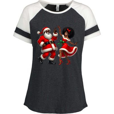 African Santa Mrs Claus Dancing African American Christmas Enza Ladies Jersey Colorblock Tee