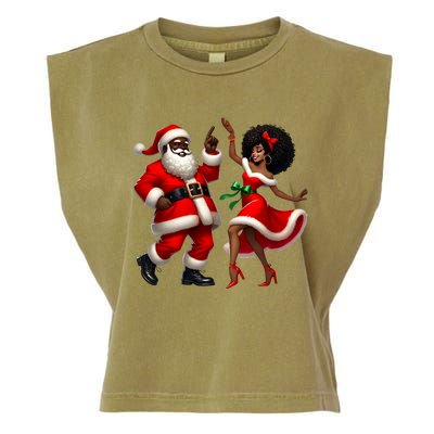 African Santa Mrs Claus Dancing African American Christmas Garment-Dyed Women's Muscle Tee