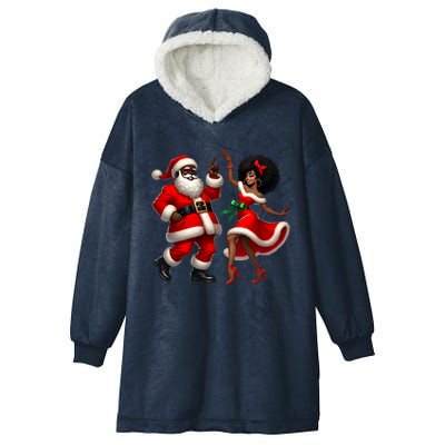 African Santa Mrs Claus Dancing African American Christmas Hooded Wearable Blanket