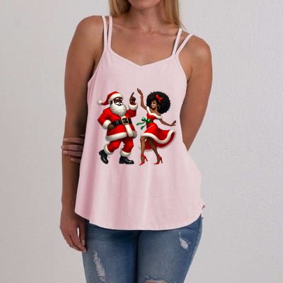 African Santa Mrs Claus Dancing African American Christmas Women's Strappy Tank