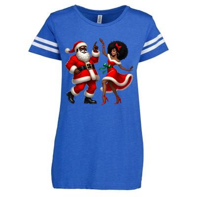 African Santa Mrs Claus Dancing African American Christmas Enza Ladies Jersey Football T-Shirt