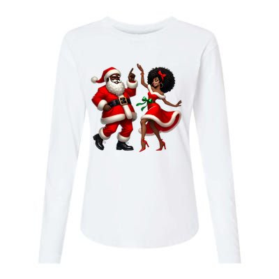 African Santa Mrs Claus Dancing African American Christmas Womens Cotton Relaxed Long Sleeve T-Shirt