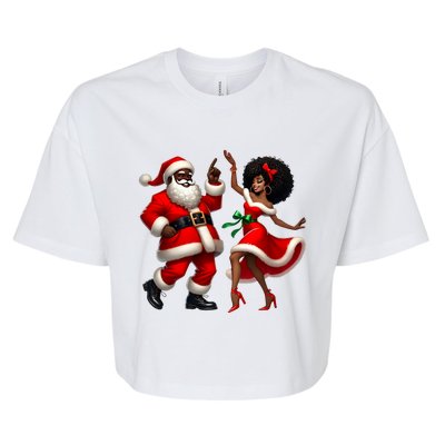 African Santa Mrs Claus Dancing African American Christmas Bella+Canvas Jersey Crop Tee