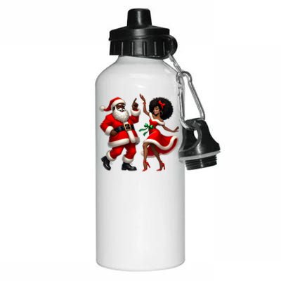 African Santa Mrs Claus Dancing African American Christmas Aluminum Water Bottle