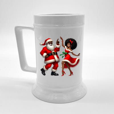 African Santa Mrs Claus Dancing African American Christmas Beer Stein