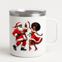 African Santa Mrs Claus Dancing African American Christmas 12 oz Stainless Steel Tumbler Cup