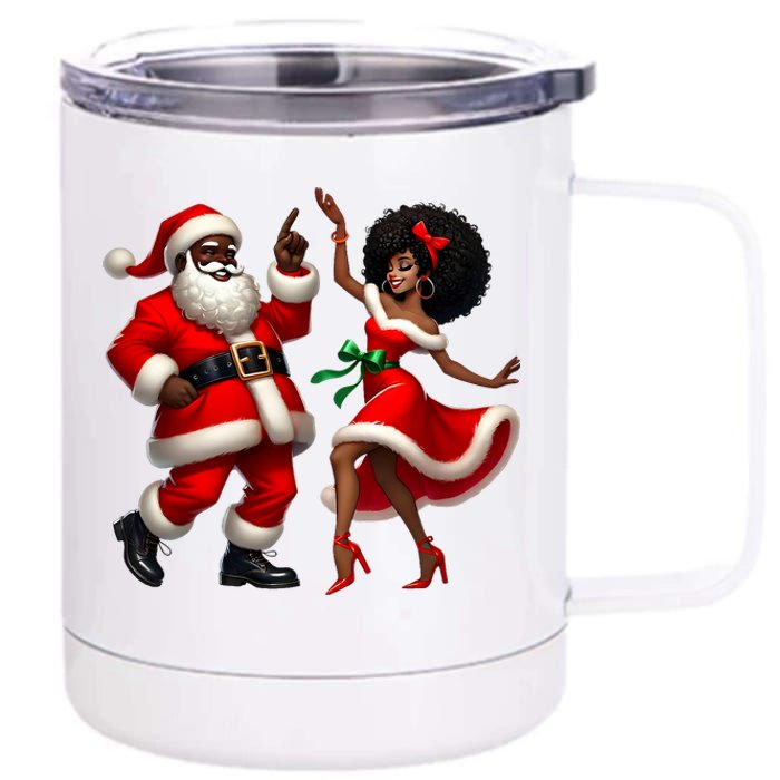 African Santa Mrs Claus Dancing African American Christmas 12 oz Stainless Steel Tumbler Cup