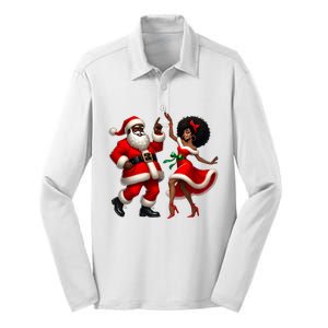 African Santa Mrs Claus Dancing African American Christmas Silk Touch Performance Long Sleeve Polo