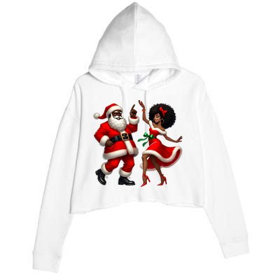 African Santa Mrs Claus Dancing African American Christmas Crop Fleece Hoodie