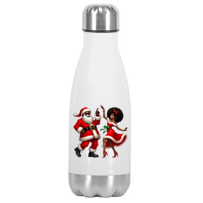 African Santa Mrs Claus Dancing African American Christmas Stainless Steel Insulated Water Bottle