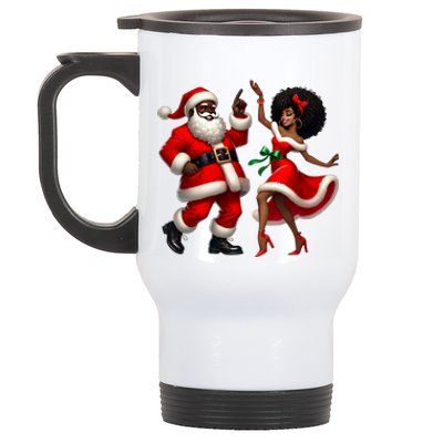 African Santa Mrs Claus Dancing African American Christmas Stainless Steel Travel Mug